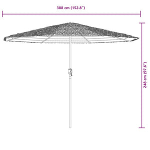 vidaXL Garden Parasol with Steel Pole Green 388x388x248 cm