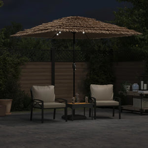 vidaXL Garden Parasol with LEDs and Steel Pole Brown 248x248x248 cm