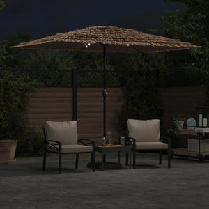 vidaXL Garden Parasol with LEDs and Steel Pole Brown 300x200x250 cm