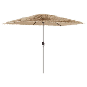 vidaXL Garden Parasol with LEDs and Steel Pole Brown 300x200x250 cm