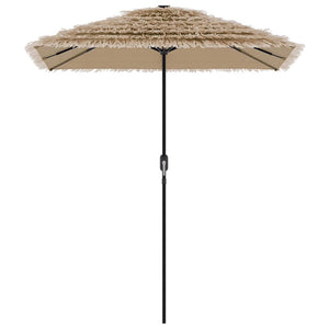 vidaXL Garden Parasol with LEDs and Steel Pole Brown 300x200x250 cm