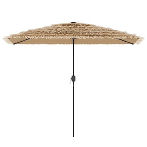 vidaXL Garden Parasol with LEDs and Steel Pole Brown 300x200x250 cm