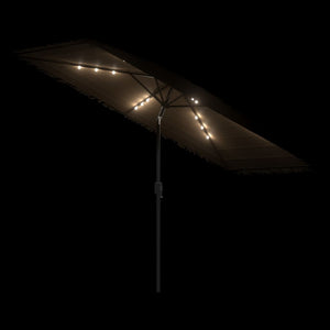 vidaXL Garden Parasol with LEDs and Steel Pole Brown 300x200x250 cm