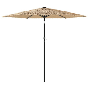 vidaXL Garden Parasol with LEDs and Steel Pole Brown 223x223x231 cm