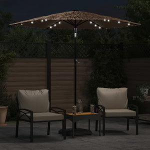 vidaXL Garden Parasol with LEDs and Steel Pole Brown 223x223x231 cm