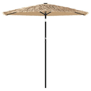 vidaXL Garden Parasol with LEDs and Steel Pole Brown 223x223x231 cm