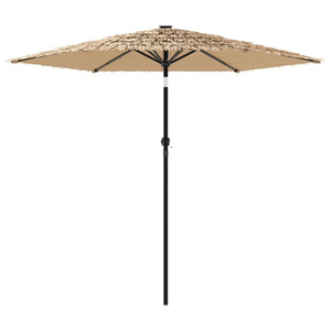 vidaXL Garden Parasol with LEDs and Steel Pole Brown 223x223x231 cm