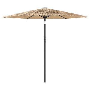 vidaXL Garden Parasol with LEDs and Steel Pole Brown 268x268x226 cm