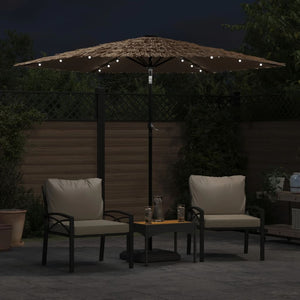 vidaXL Garden Parasol with LEDs and Steel Pole Brown 268x268x226 cm