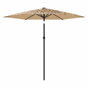 vidaXL Garden Parasol with LEDs and Steel Pole Brown 268x268x226 cm