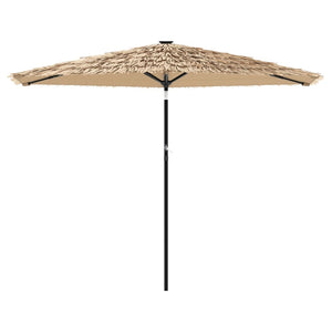 vidaXL Garden Parasol with LEDs and Steel Pole Brown 288x288x225 cm