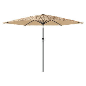 vidaXL Garden Parasol with LEDs and Steel Pole Brown 288x288x225 cm