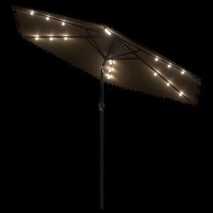 vidaXL Garden Parasol with LEDs and Steel Pole Brown 288x288x225 cm