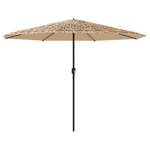 vidaXL Garden Parasol with LEDs and Steel Pole Brown 388x388x248 cm