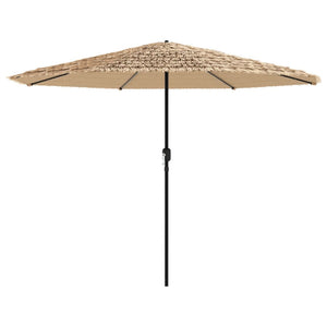 vidaXL Garden Parasol with LEDs and Steel Pole Brown 388x388x248 cm