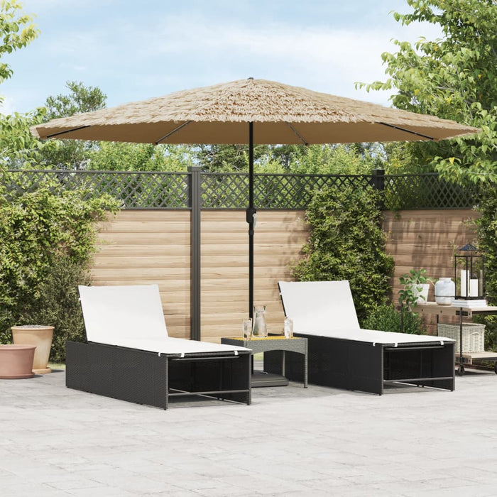 vidaXL Garden Parasol with LEDs and Steel Pole Brown 388x388x248 cm