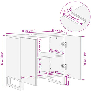 vidaXL Bathroom Sink Cabinet 62x34x58 cm Solid Wood Rough Mango