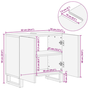 vidaXL Bathroom Sink Cabinet 62x34x58 cm Solid Wood Mango