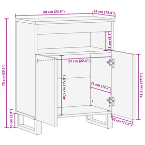 vidaXL Sideboard 60x34x75 cm Solid Wood Mango