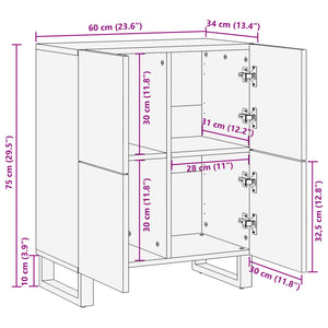 vidaXL Sideboard Brown 60x34x75 cm Solid Wood Mango