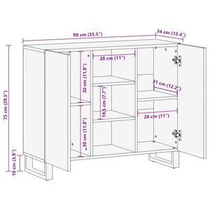 vidaXL Sideboard 90x34x75 cm Solid Wood Mango