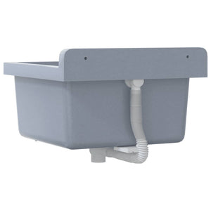 vidaXL Sink Washbasin for Wall Mounting Grey 40x40x24 cm Resin