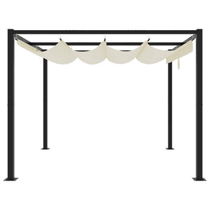 vidaXL Garden Gazebo with Retractable Roof Cream 3x3 m Steel