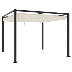 vidaXL Garden Gazebo with Retractable Roof Cream 3x3 m Steel