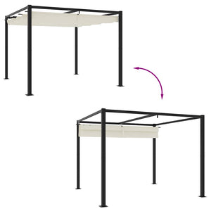 vidaXL Garden Gazebo with Retractable Roof Cream 3x3 m Steel