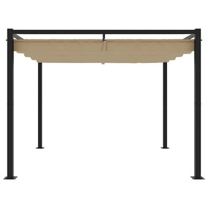 vidaXL Garden Gazebo with Retractable Roof Taupe 3x3 m Steel