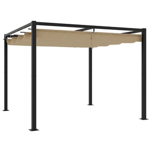 vidaXL Garden Gazebo with Retractable Roof Taupe 3x3 m Steel