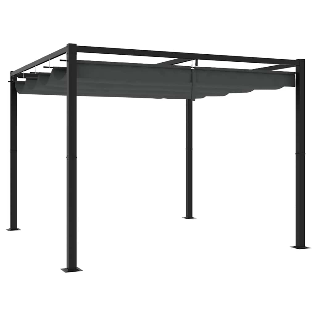 vidaXL Garden Gazebo with Retractable Roof Anthracite 3x3 m Steel