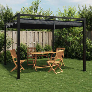 vidaXL Garden Gazebo with Retractable Roof Anthracite 3x3 m Steel