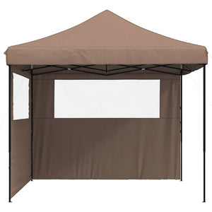 vidaXL Foldable Party Tent Pop-Up with 2 Sidewalls Brown