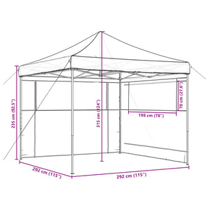 vidaXL Foldable Party Tent Pop-Up with 2 Sidewalls Brown