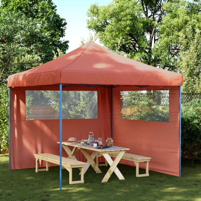 vidaXL Foldable Party Tent Pop-Up with 2 Sidewalls Terracotta