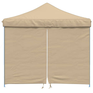 vidaXL Foldable Party Tent Pop-Up with 4 Sidewalls Beige