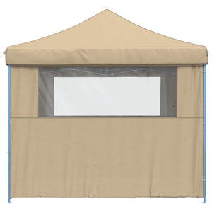 vidaXL Foldable Party Tent Pop-Up with 4 Sidewalls Beige