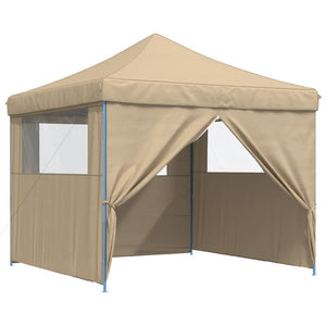 vidaXL Foldable Party Tent Pop-Up with 4 Sidewalls Beige