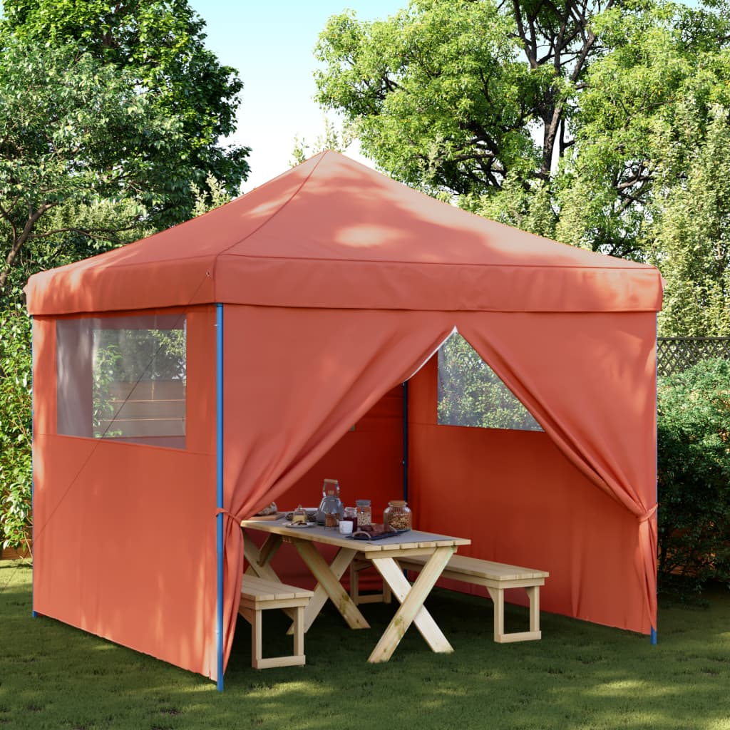 vidaXL Foldable Party Tent Pop-Up with 4 Sidewalls Terracotta