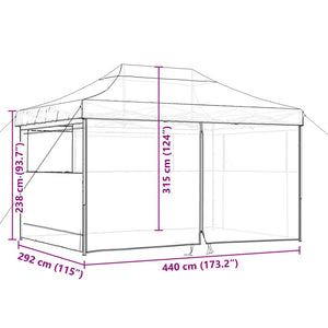 vidaXL Foldable Party Tent Pop-Up with 4 Sidewalls Burgundy