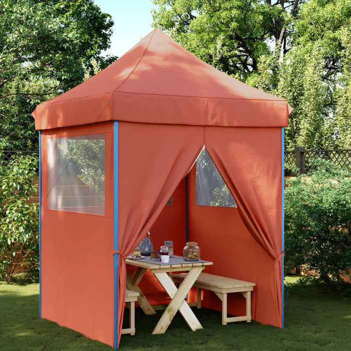 vidaXL Foldable Party Tent Pop-Up with 4 Sidewalls Terracotta