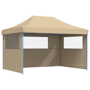 vidaXL Foldable Party Tent Pop-Up with 3 Sidewalls Beige