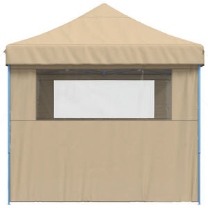 vidaXL Foldable Party Tent Pop-Up with 3 Sidewalls Beige