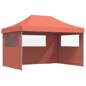 vidaXL Foldable Party Tent Pop-Up with 3 Sidewalls Terracotta