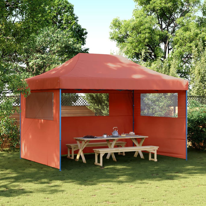 vidaXL Foldable Party Tent Pop-Up with 3 Sidewalls Terracotta