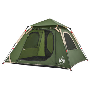 vidaXL Camping Tent Dome 4-Person Green Quick Release