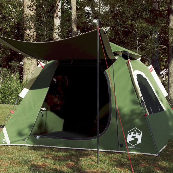 vidaXL Camping Tent Dome 4-Person Green Quick Release