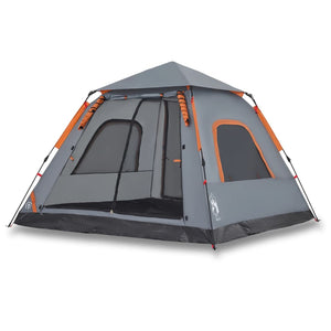 vidaXL Camping Tent Dome 5-Person Grey and Orange Quick Release