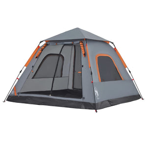 vidaXL Camping Tent Dome 5-Person Grey and Orange Quick Release